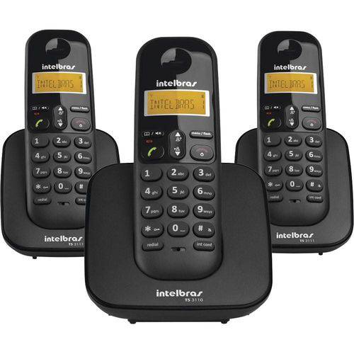 Telefone Sem Fio Intelbras Ts3113 com Identificador de Chamadas 2 Ramais - Preto