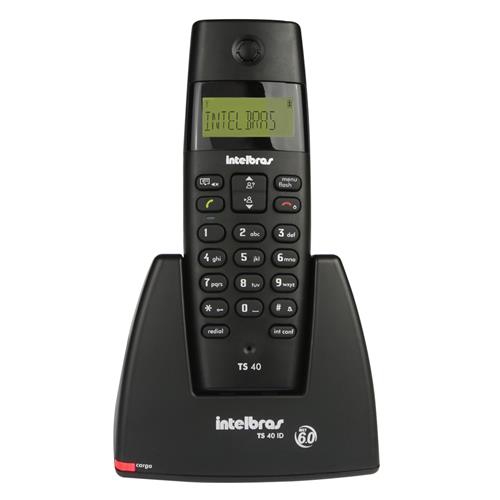 Telefone Sem Fio Intelbras Ts40 Id, Preto, Dect 6.0, Bivolt C/ Identificador de Chamadas - TS40ID
