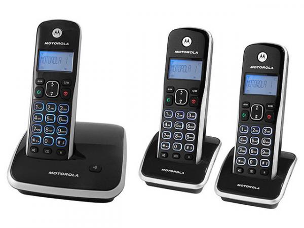 Telefone Sem Fio Motorola AURI 3500 MRD3 2 Ramais - de Mesa com Identificador de Chamadas Preto