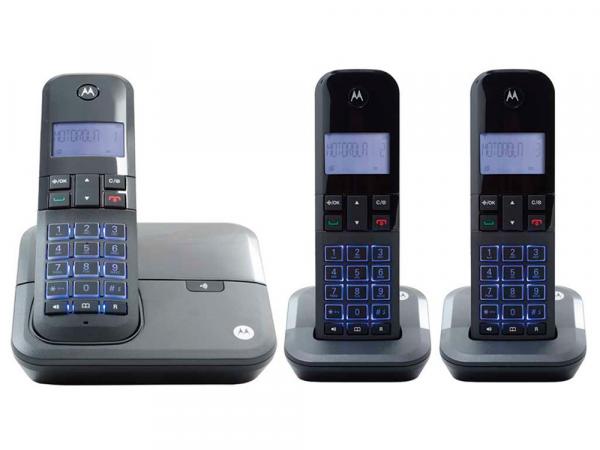 Telefone Sem Fio Motorola GATE4000MRD3 2 Ramais - com Identificador de Chamadas com Viva Voz Preto
