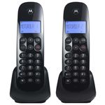 Telefone Sem Fio Motorola Moto700-mrd2 Preto, com Ramal, Identificador de Chamadas