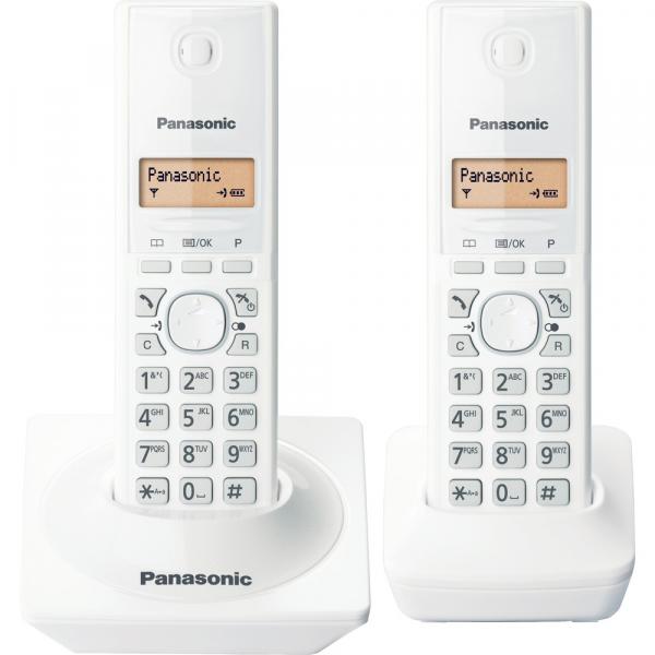 Telefone Sem Fio Panasonic KX-TG1712LBW Branco + Ramal - Identificador de Chamadas