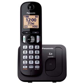 Telefone Sem Fio Panasonic KX-TGC210LBB Preto com Viva Voz, Visor Grande e Teclado Iluminado