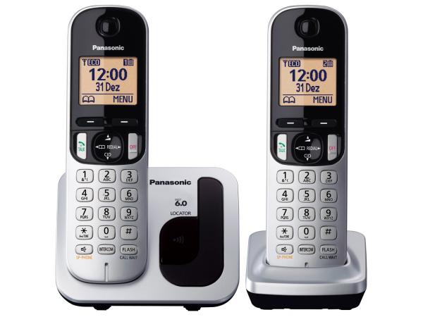 Telefone Sem Fio Panasonic KX-TGC212LB1 1 Ramal - Identificador de Chamada Viva Voz Preto e Prata