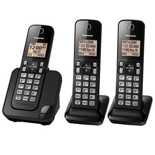 Telefone Sem Fio Panasonic Kx-tgc353lab Base + 2 Ramais