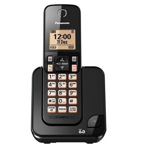 Telefone Sem Fio Panasonic KX-TGC350LBB Preto com Viva Voz, Identificação de Chamadas, Visor e Teclado Iluminados e Dect 6.0