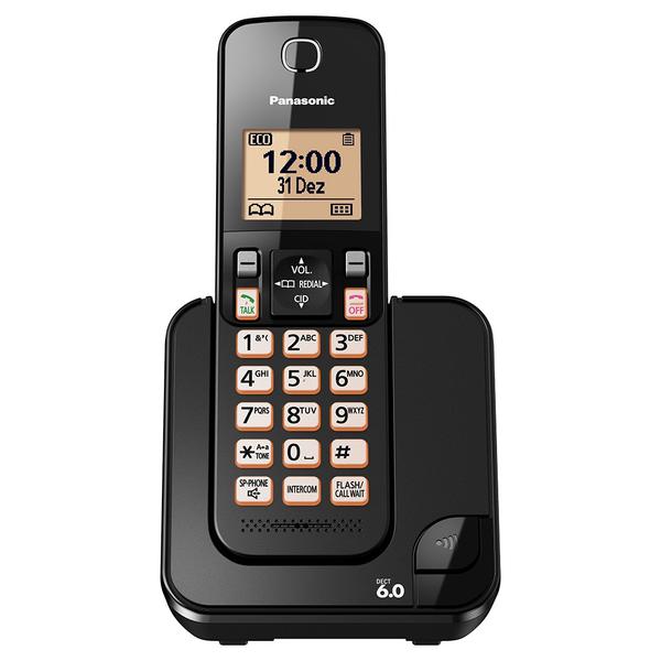 Telefone Sem Fio Panasonic KX-TGC350LBB Preto - Identificador de Chamada, Viva Voz - Panasonic