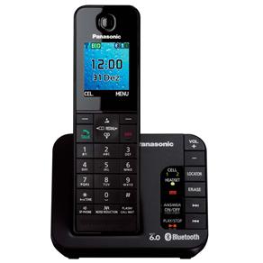 Telefone Sem Fio Panasonic KX TGH260LBB Preto com Secretária Eletrônica, Função Bluetooth, Visor Colorido e Teclado Iluminado
