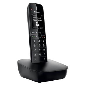 Telefone Sem Fio Philips CD4801B Preto com Display Iluminado, Id. Chamadas e Viva-Voz
