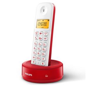Telefone Sem Fio Philips com Identificador D1301wr/br Branco com Vermelho