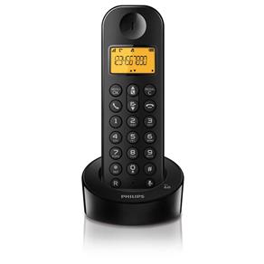 Telefone Sem Fio Philips D1201B/BR com Identificador de Chamadas, Display de 1,6"- Preto