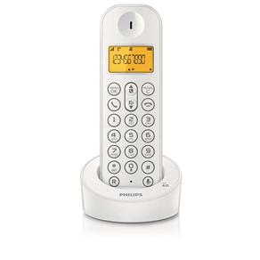 Telefone Sem Fio Philips D1201W/BR com Identificador de Chamadas, Display de 1,6"- Branco