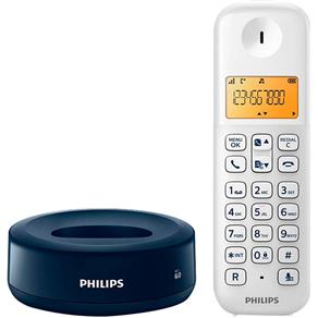 Telefone Sem Fio Philips D1301WD com ID - - Branco e Azul