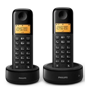 Telefone Sem Fio Philips D1302B/BR com Identificador de Chamadas, Display de 1,6" + 1 Ramal - Preto