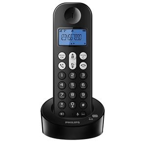 Telefone Sem Fio Philips D1261B/BR com Secretária Eletrônica, Viva Voz e Identificador de Chamadas - Preto
