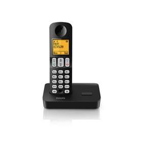 Telefone Sem Fio Philips D4001B Preto com Identificador de Chamadas Viva Voz