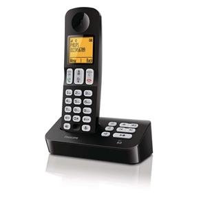 Telefone Sem Fio Philips D4051B/BR com Secretária Eletrônica, Identificador de Chamadas e Viva-Voz - Preto