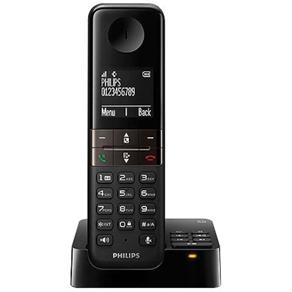 Telefone Sem Fio Philips D4551B/BR com Id Secretária Eletrônica Visor de 4,6cm Viva Voz X - Preto