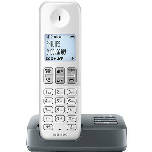 Telefone Sem Fio Philips D2351WG/BR com Identificador Secretária e Viva Voz - Branco