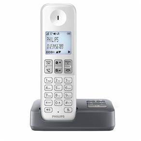 Telefone Sem Fio Philips D2351WG/BR com Secretária Eletrônica, Identificador de Chamadas* e Viva-Voz - Branco/Cinza