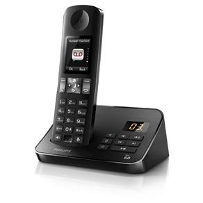 Telefone Sem Fio Philips D6051B/BR com Identificador de Chamadas, Viva-Voz, Babá e Secretária Eletrônica - Preto