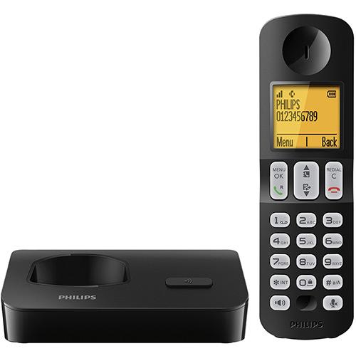 Telefone Sem Fio Philips Preto com Identificador de Chamadas Viva Voz D4001b