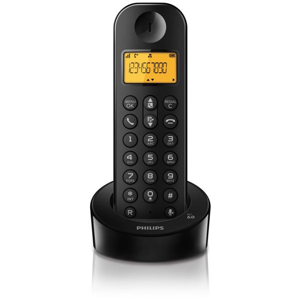 Telefone Sem Fio Philips Preto D1201B/BR com Identificador de Chamadas