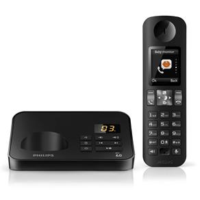 Telefone Sem Fio Preto D6051B/Br com Secretária Eletrônica Identificador de Chamadas - Philips