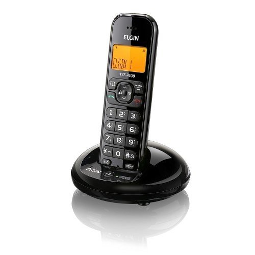 Telefone Sem Fio Preto Elgin TSF-7600 com Identificador de Chamada