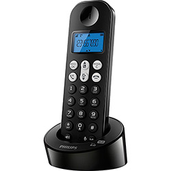 Telefone Sem Fio Preto Philips D1261B/BR com Identificador de Chamadas, Viva Voz e Secretária Eletrônica