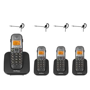 Telefone Sem Fio TS 5120 + 3 Ramal TS 5121 Viva Voz DECT 6.0 Preto + 4 Headset Fone HC 10 Intelbras