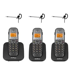 Telefone Sem Fio TS 5120 + 2 Ramal TS 5121 Viva Voz DECT 6.0 Preto + 3 Headset Fone HC 10 Intelbras