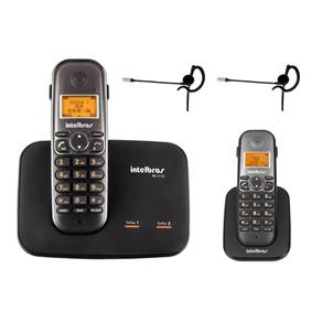 Telefone Sem Fio TS 5150 + Ramal TS 5121 Viva Voz DECT 6.0 Preto + 2 Headset Fone HC 10 Intelbras