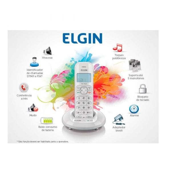 Telefone Sem Fio TSF 7600 Branco, Viva Voz, Identificador de Chamadas - Elgin