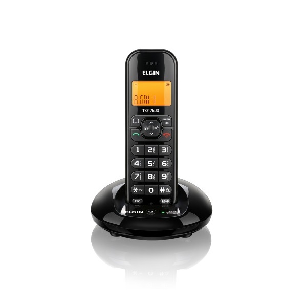 Telefone Sem Fio TSF 7600 Preto, Viva Voz, Identificador de Chamadas - Elgin