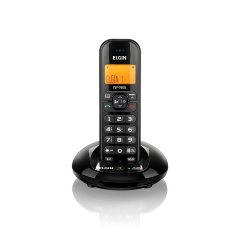 Telefone Sem Fio TSF 7600 Preto Viva-Voz Identificador de Chamadas Elgin