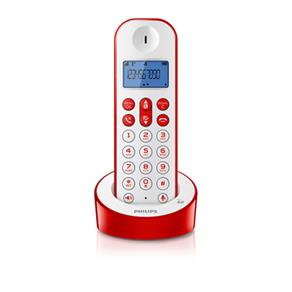 Telefone Sem Fio VERMELHO Philips D1211WR/BR com Identificador de Chamadas e Viva Voz