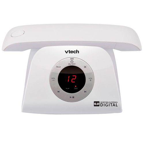 Telefone Sem Fio Vtech Retro Phone Branco - Tecnologia Dect 6.0, Secretária Eletrônica,Viva Voz