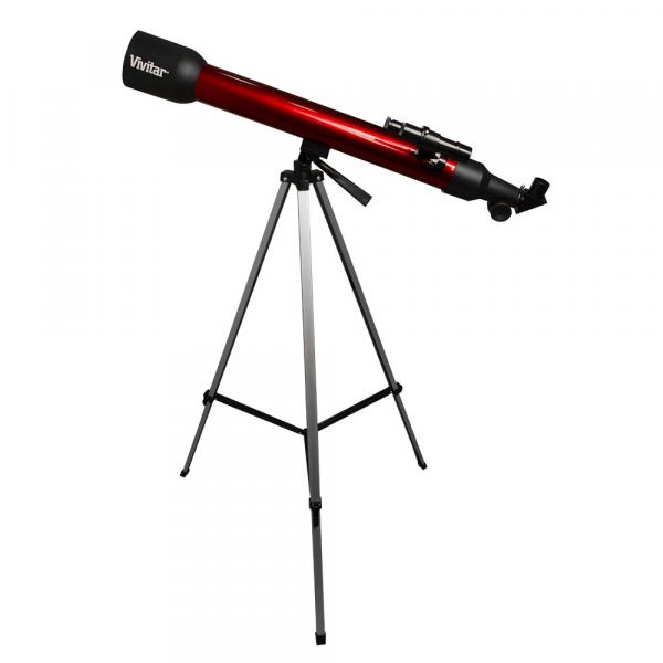 Telescópio Refrator Vivitar VIVTEL420X Vermelho com Ampliação 210x/420x, Lente 60mm e Tripé