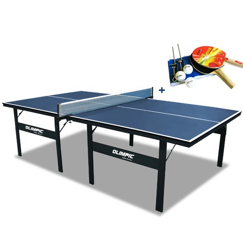 Tênis de Mesa, Ping Pong Klopf Olimpic 15 Mm MDP Pés Dobráveis + Kit Raquetes, Bolinhas e Rede