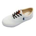 Tênis Masculino Polo Clássica Casual Sola Emborrachada Branco/Branco