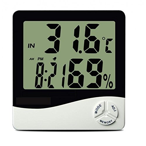 Termo Higrometro Digital com Maxima e Minima Medidor de Temperatura e Umidade com Relogio e Alarme Incoterm