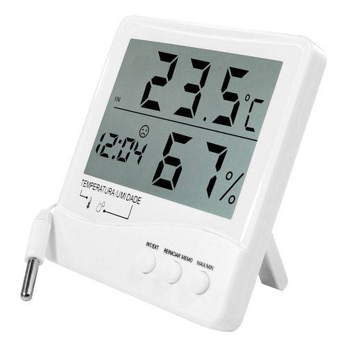 Termo-higrômetro Digital Incoterm Interno/externo com Relógio