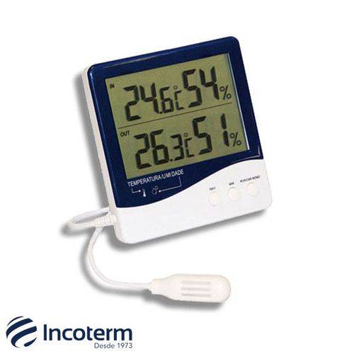 Termo-higrômetro Digital Temperatura Interna, Externa e Umidade Interna 7664 Incoterm