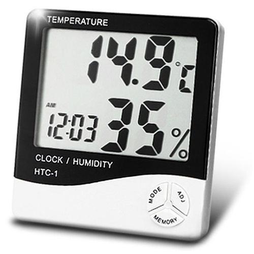 Termo-higrômetro Digital Termômetro e Higrômetro de Máxima e Mínima com Relógio e Despertador HTC1 - Sem