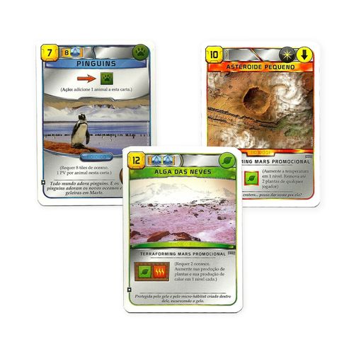 Tudo sobre 'Terraforming Mars Promo Pack Expansão 3 Cartas Meeple BR'