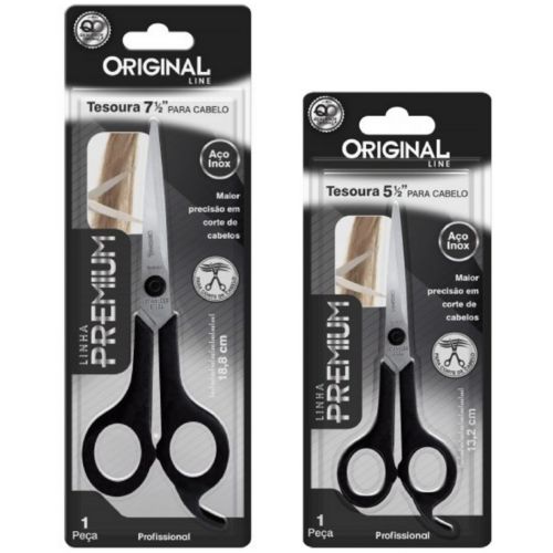 Tesoura 7 1/2 + 5 1/2 para Cabelo Aço Inox Original Line