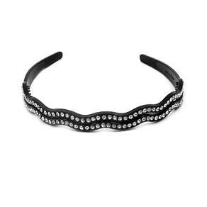 Tudo sobre 'Tiara Preta com Duas Linhas de Strass em Zig Zag'