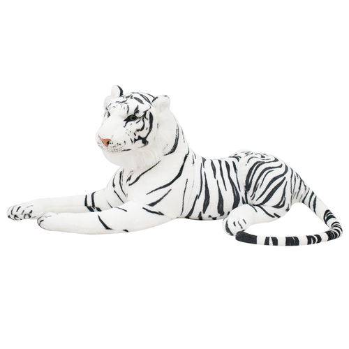 Tigre Branco Deitado 70cm - Pelúcia Enfeite