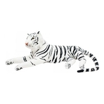 Tigre De Pelúcia Branco Deitado 90cm Realista Fofy Toys